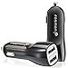 Dual Port USB Car Charger, Fosmon (2.1A + 1.0A) USB Car Charger for Apple iPhone SE/6S/6 Plus, Galaxy S7/S7 Edge/S6/S5, Note 5, Moto G/X/V, HTC 10/Desire 530/630/8025, LG G5/G4 (Black)