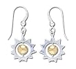 Solid Sterling Silver e-motions Two-Tone Sun Earrings