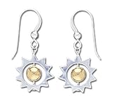 Solid Sterling Silver e-motions Two-Tone Sun Earrings