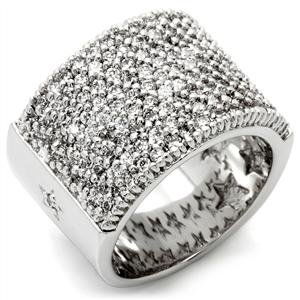 Pave style ring made with AAA grade imitation diamond (Cubic Zirconia) and high quality Rhodium plating. Available in size #5 ~ #8. (8)