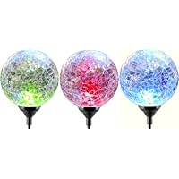 Moonrays 91251 Color Changing Solar Glass Ball Fixture, 3-Pack