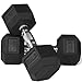 Rubber Coated Hex Dumbbell Weights Training Set w/ Rack 5 - 25 lb Titan Fitness