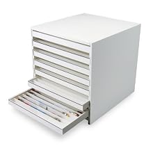 TrippNT 50001 White PVC Plastic Mega HPLC Cabinet with 7 Removable Covered Trays, 16.38" Width x 16.5" Height x 15" Depth