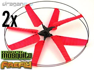 41O1yd4AlXL 2 Red Main Rotor Sets (2 Upper + 2 Lower Rotor Blades) For FireFly & Micro Mosquito RC Helicopters