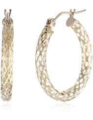 Duragold 14k Yellow Gold Diamond-Cut Pierced Tube Hoop Earrings