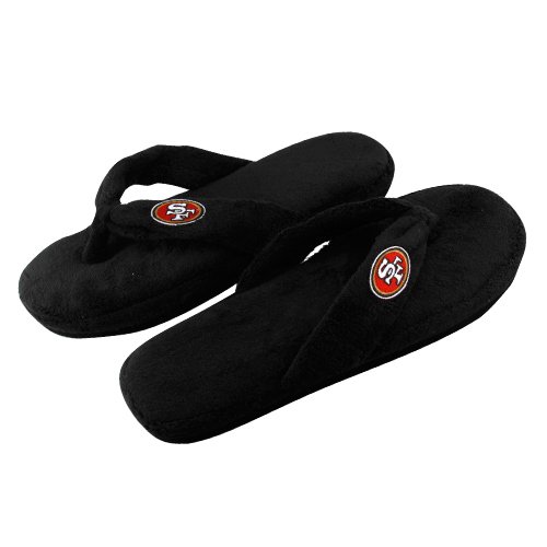 San Francisco 49ers Ladies Black Plush Thong Slippers (5/6)