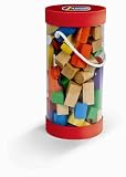 from Janod Barrel of 100 Wooden Building Blocks - various colours, shapes and sized