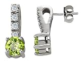 2.25 cts 14K White Gold Plated 925 Sterling Silver Genuine Peridot Earrings