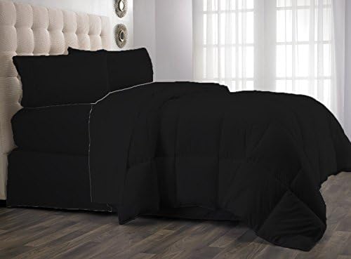 Arthur Collection-Down Alternative Comforter - 100% Finest Quality Tailored Egyptian Cotton Durable, Comfortable,Plush Fiberfill Box Stitching, Washable &amp; Hypoallergenic, Warm, Super Soft Twin Black