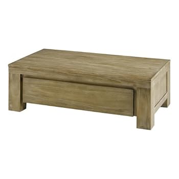 Table basse en teck lin 1 tiroir Sierra Zago