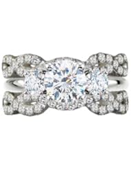 Ann Harrington Jewelry 14k White Gold 5/8 Ct Tw Diamond Antique Style Ring Guard For 1 To 3 Stone Rings