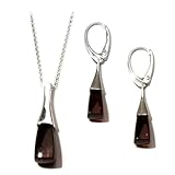 .925 Sterling Silver and Certified Cherry Amber Simple Pendant on Italian Sterling Silver Rolo Chain 18 + Earrings Jewelry Set