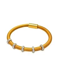 Gold Plated 5 Cubic Zirconia Bar Sterling Silver Italian Band Bracelet Length 7 " Width 4.8mm Lock Magnetic