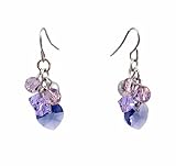 Earrings - E21 - Swarovski Crystal Heart & Pearl Cluster ~ Violet & Tanzanite