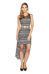 Sleeveless High-Low-Hem Polyester Geometric Print Club Dress 