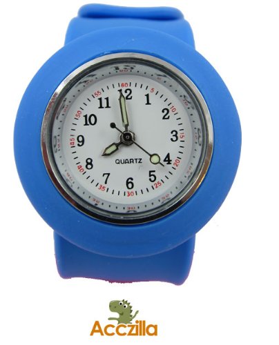 Acczilla Slap Watch - Silicone Slap On Watch - Light Blue - Childrens Size