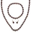 Sterling Silver Chocolate Freshwater Cultured Pearl Necklace, Bracelet and Earring Set