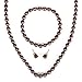 Sterling Silver Chocolate Freshwater Cultured Pearl Necklace, Bracelet and Earring Set
