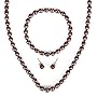 Sterling Silver Chocolate Freshwater Cultured Pearl Necklace, Bracelet and Earring Set