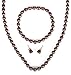 Jewelry : Chocolate Freshwater Cultured Pearl 16" Necklace, 7" Bracelet and Sterling Silver Post Earring Set