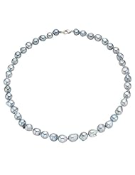Sterling Silver Grey Akoya Baroque Pearl Strand Necklace (7-8 mm Pearls)