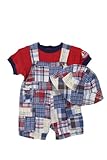 BT Kids Newborn Boys 3 pc plaid overalls (3-6 mo)