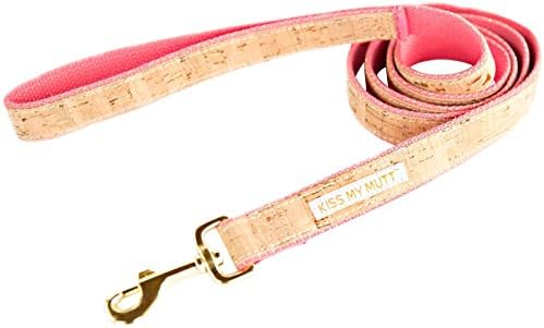 Kiss My Mutt Metallic Cork Leash - Pink - Small/Medium