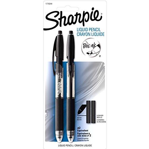 Liquid Mechanical Pencil, 0.5 mm, Black Barrels, 2/Pk