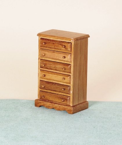 Childrens Toyshop  Toys : Six Drawer Chest Solid Oak Miniature Dollhouse Furniture
