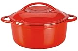2.6 Quart Red Porcelain Enameled Cast Iron Casserole with Lid