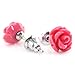 Handcrafted Resin Color Simulated Coral Rose Flower Earring Studs, Hypoallergenic Stainless Steel