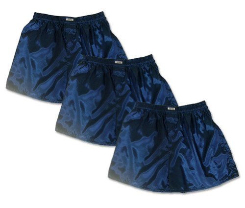 Navy Blue Boxer Shorts Underwear Men Sleepwear Satin 3-pack (XL)
