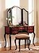 Powell Canton Vanity with Trifold Mirror and Bench, Black/Red Image