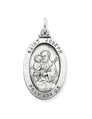 Sterling Silver Antiqued Saint Joseph Medal. Metal Wt- 3.5g