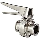 Dixon B5101E150CC-C Stainless Steel 316L Butterfly Valve with Trigger Handle and EPDM Seal, 1-1/2" Tube OD