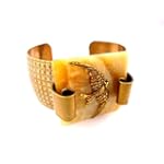 Antique Brass and Serpentine Cuff Bracelet
