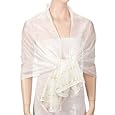White Beautiful Sheer Lightweight Shawl Scarf W/gold Trim