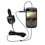 Chargeur et Emetteur/Transmetteur FM / musique dInternet adaptateur véhicule pour Blackberry Curve 8520 avec Technologie TipExchange (échange embout)