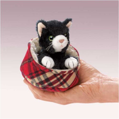 Childrens Toyshop  Toys : Mini Cat in Bed Finger Puppet by Folkmanis