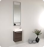 Fresca Pulito Small Gray Oak Modern Bathroom Vanity w/Tall Mirror