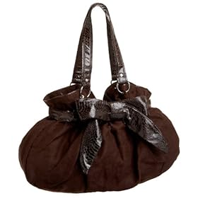 SR SQUARED by Sondra Roberts Suede/Snake 'Bow' Shopper