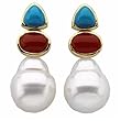 Paspaley South Sea Cultured Pearl with Multi-Gemstone Earrings