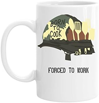 Born to Cook - Forced to Work 15 oz Right Handed Coffee Tea Mug Cup