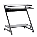 Rolling Computer Cart - Black/ Glass