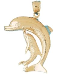 Dazzlers Solid 14 karats gold Dolphins Charm Pendant Available in three colors from jewelsberry (weights: 7.5 grams only)