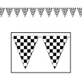 Club Pack of 12 Black and White Checkered Pennant Banner Hanging Decorations 12'