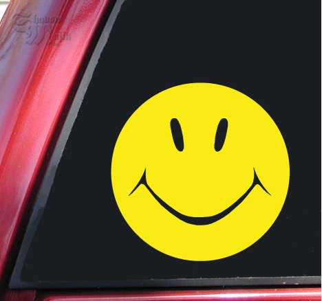 Smiley Face Vinyl Decal Sticker - Yellow