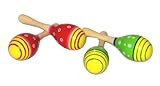 (Red) Colourful Wooden "Mini" Maracas By AM Leg