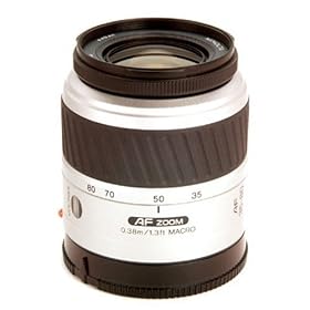 Click here to buy Minolta Maxxum Autofocus 35-80mm f4-5.6 II Silver Zoom Lens with Lens Hood by Konica-Minolta.