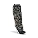 Knee High Faux Fur Buckle Strap Stiletto Boot Black